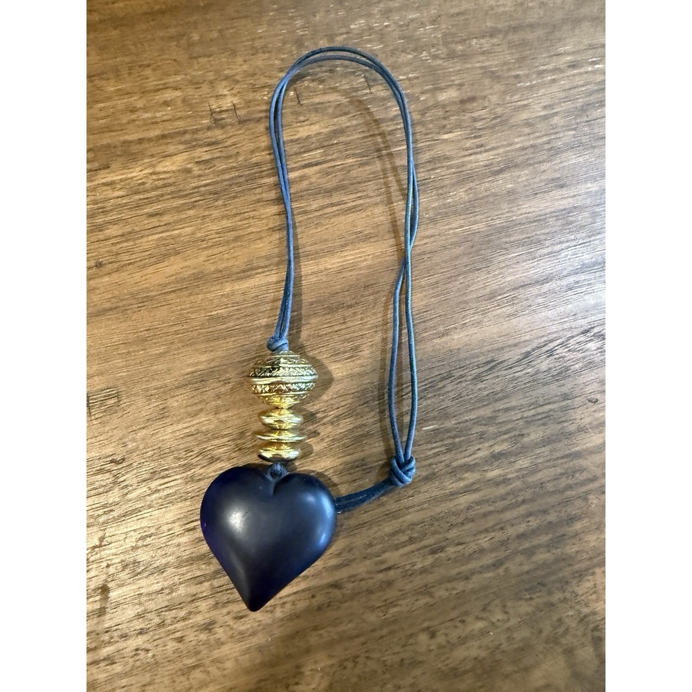 Love‎ Heart Charm On A Cord Necklace Purple Blue Heart Pendant